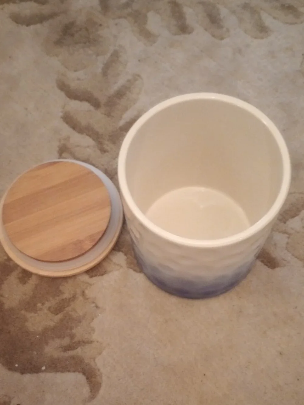 Better Homes And Gardens Blue and White Ombre Ceramic Canister with Bamboo Lid